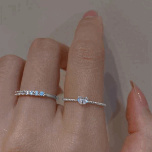 2 peças Anel Prata ou Dourado com Decoração de Zircão