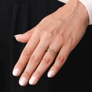 Anel de Ouro 18k Fios com Diamantes