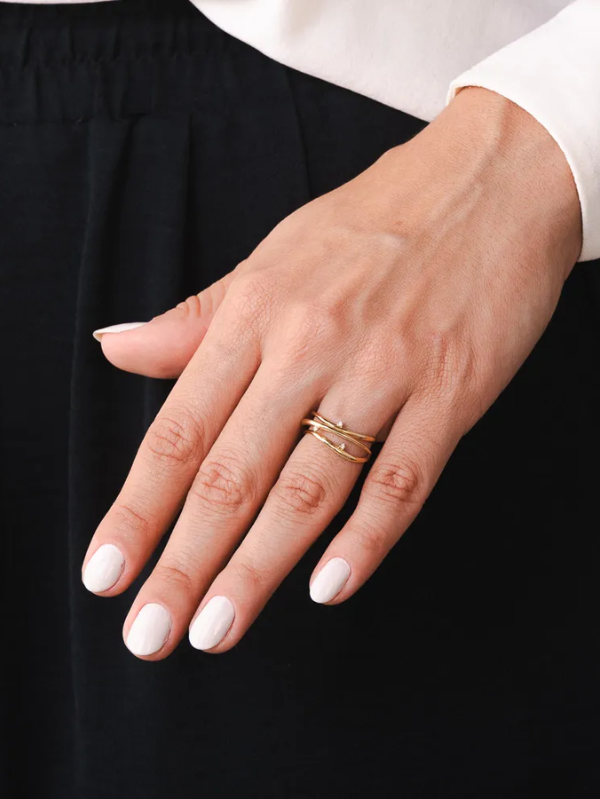 Anel de Ouro 18k Fios com Diamantes