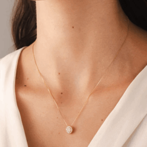 Pingente de Ouro 18k Pizza com Zircônias