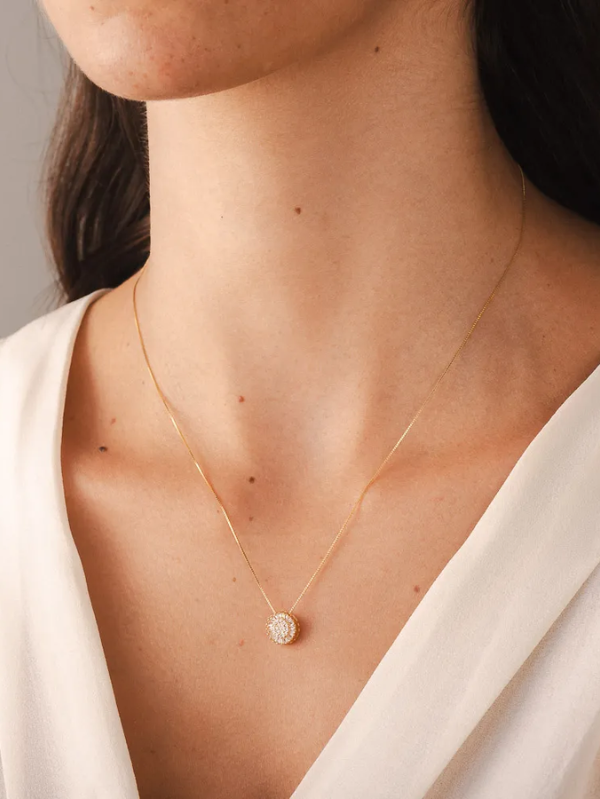 Pingente de Ouro 18k Pizza com Zircônias